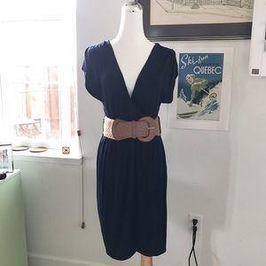 Navy Draped Wrap Dress 🌑