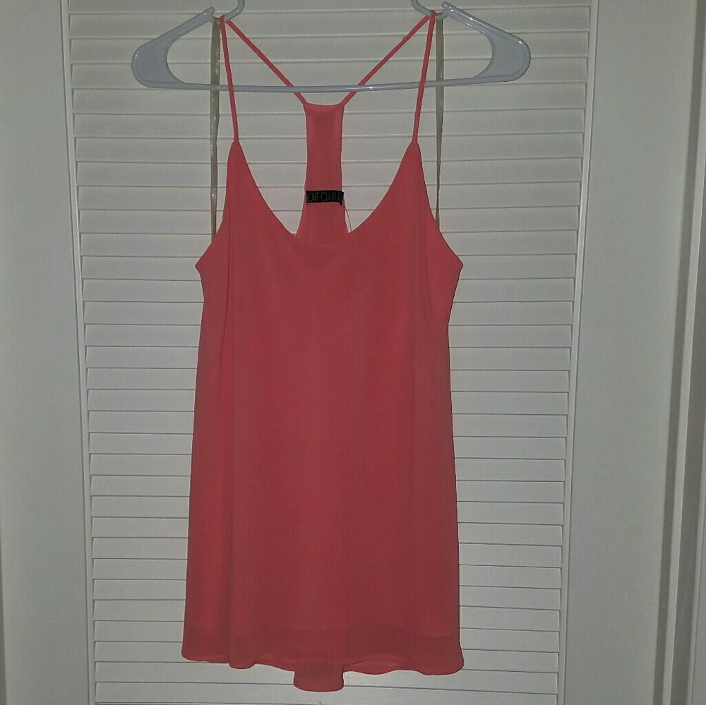 NWT Coral Racerback Spaghetti Strap Tank