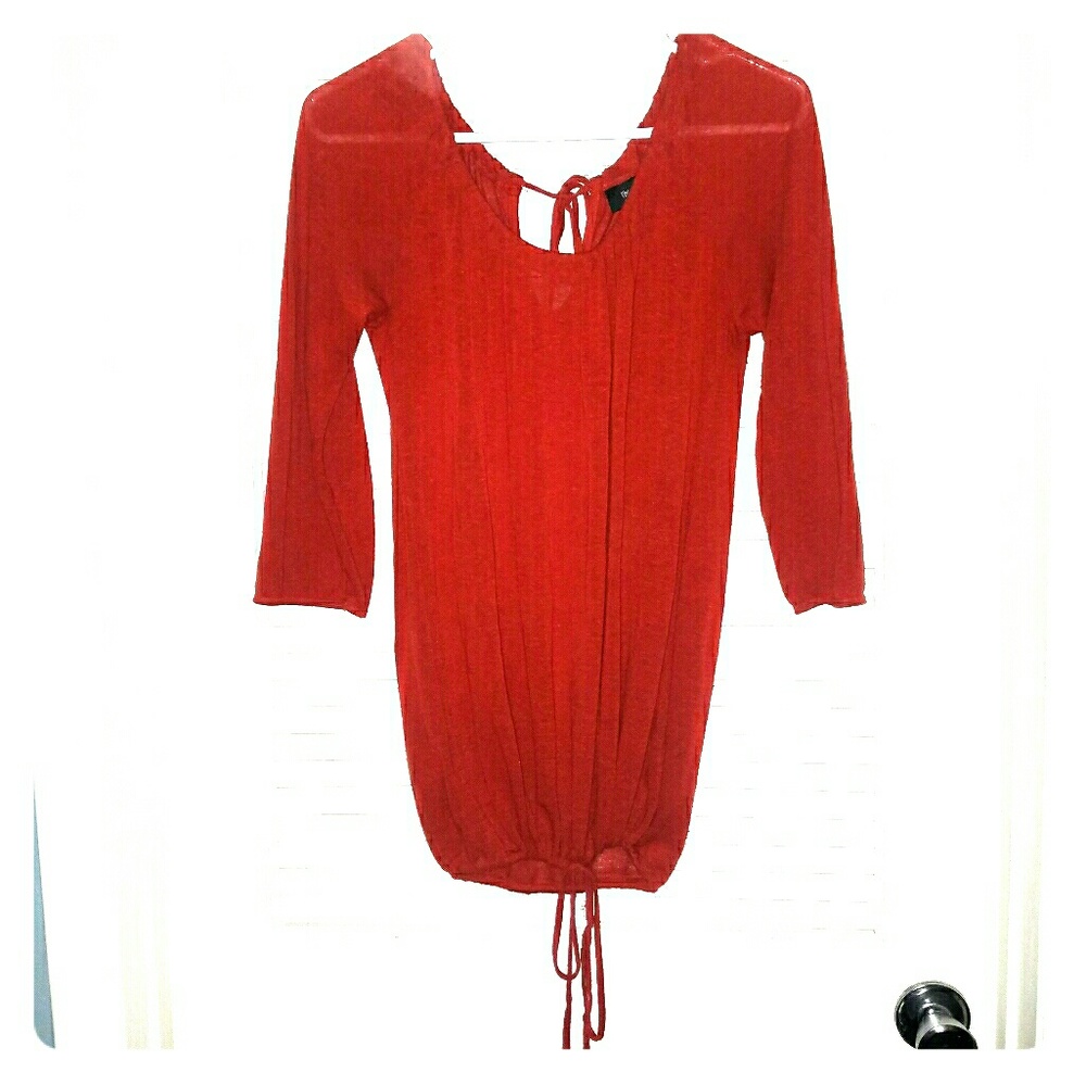 Burnt Orange Tie Bottom Keyhole Back Top