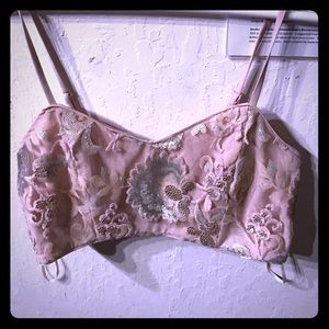 Forever 21 embroidery sequin blush crop top size L