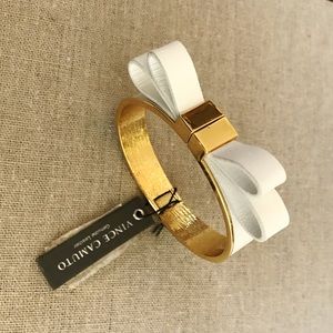 Vince Camuto White Leather Bow Gold Bracelet