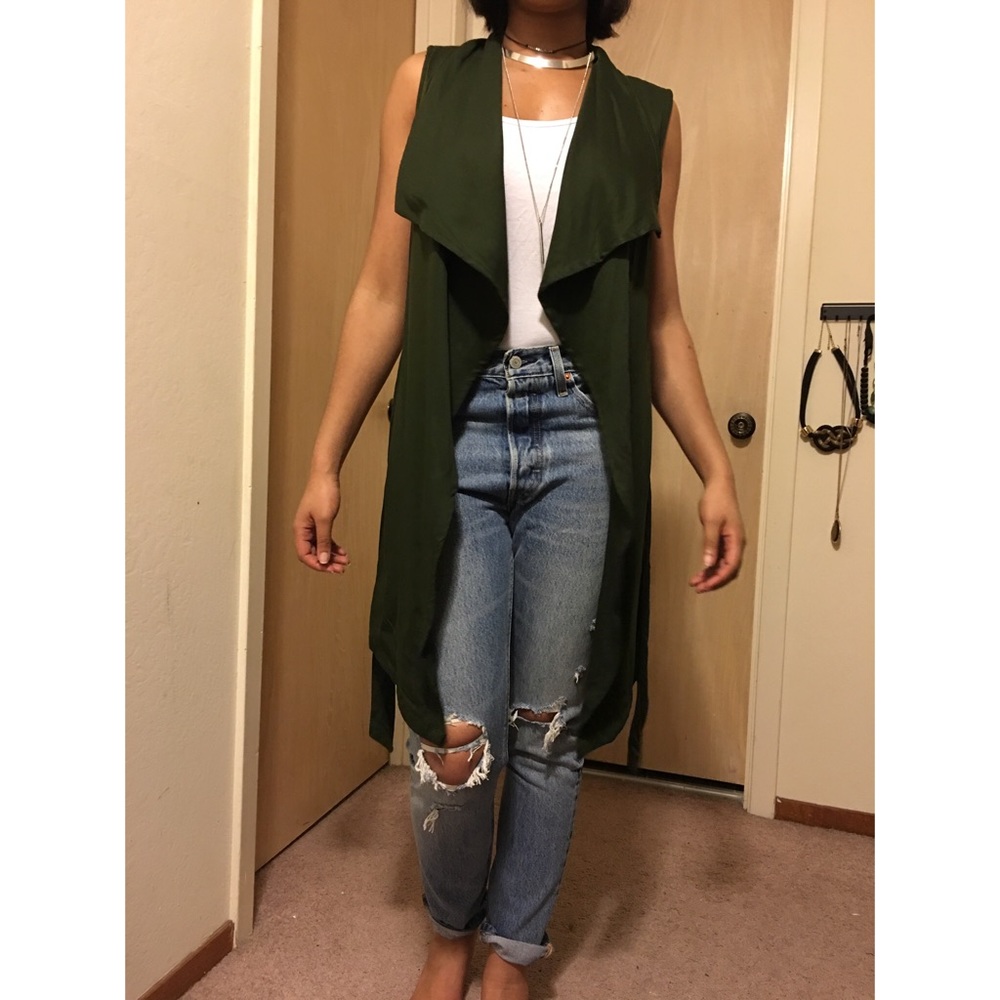 Belted Draped Vest - Picture 2 of 3