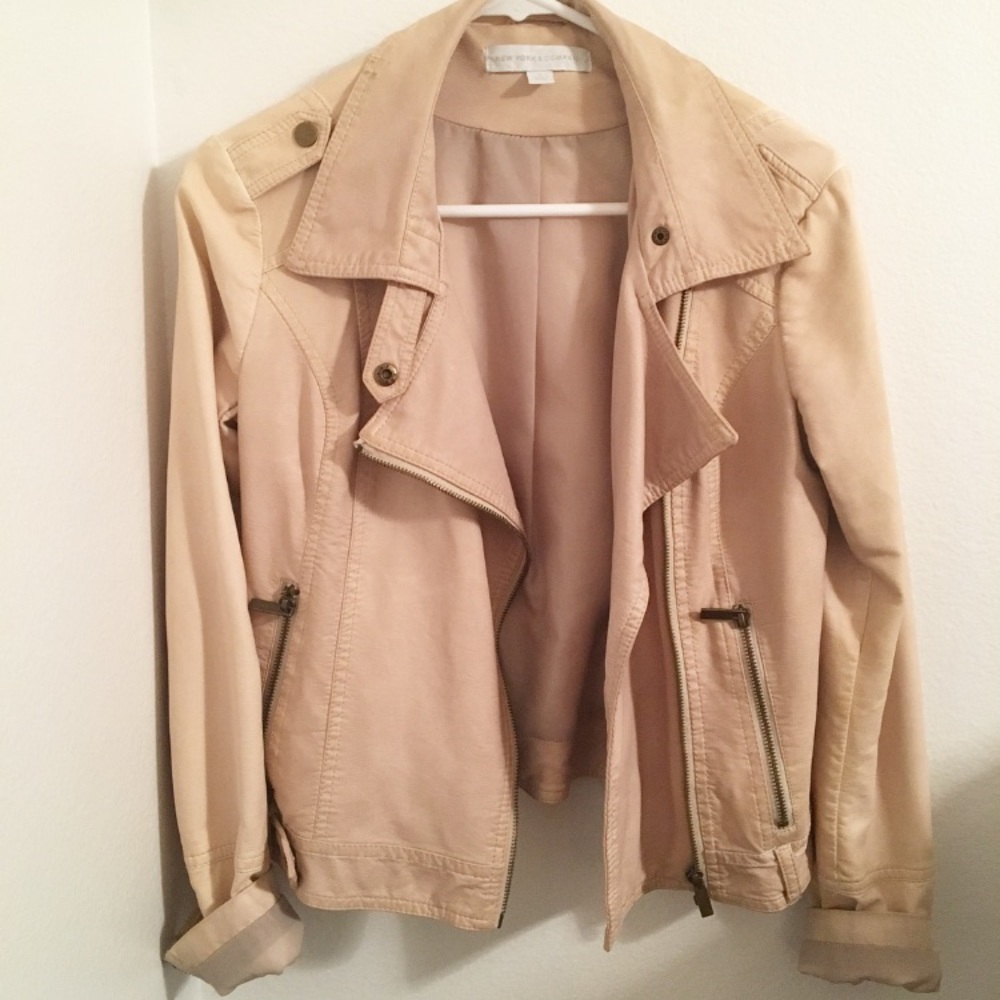 Cream Faux Leather Jacket