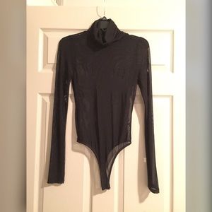 High Turtleneck Long Sleeve Mesh Bodysuit