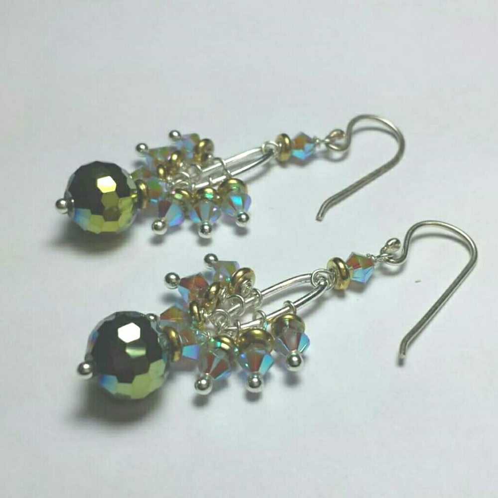 Green Goddess Earrings New! Swarovski Crystal