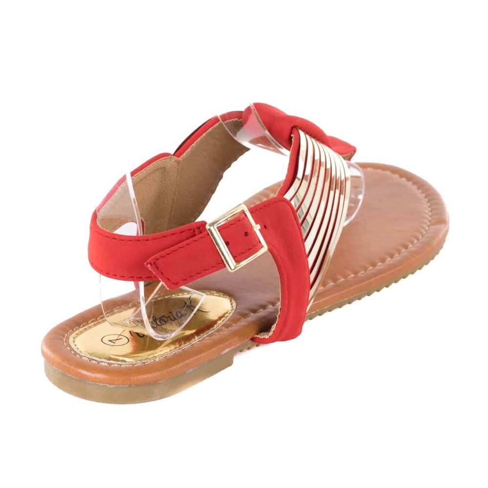Women Red Slingback Thong Flat Sandals S1988 - Picture 3 of 3