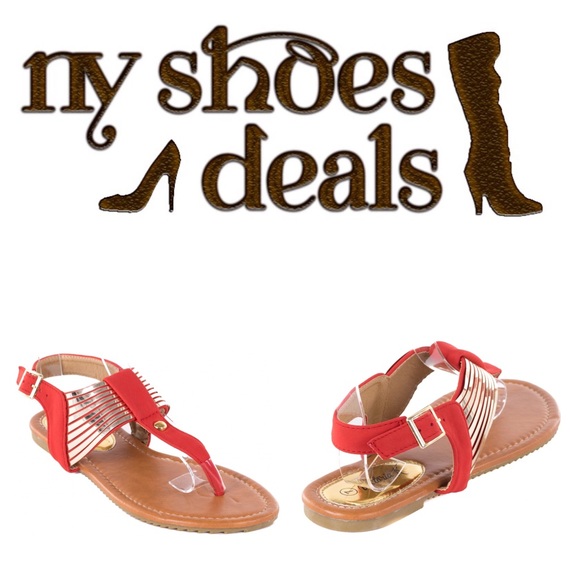 Women Red Slingback Thong Flat Sandals S1988 - Picture 2 of 3