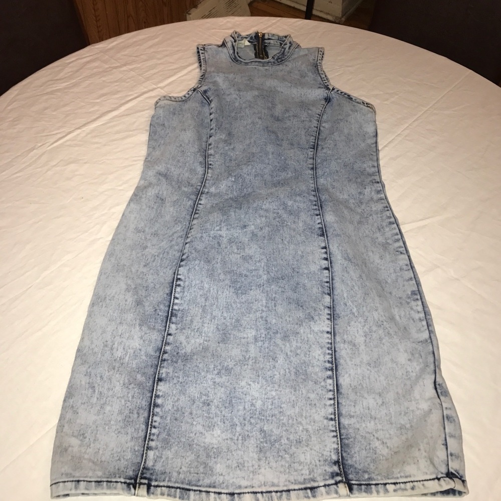 Fitted Denim Halter Dress