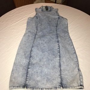 Fitted Denim Halter Dress