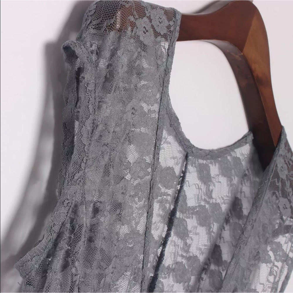 • Graphite Gray Boho Gypsy Lace Dress • - Picture 4 of 8