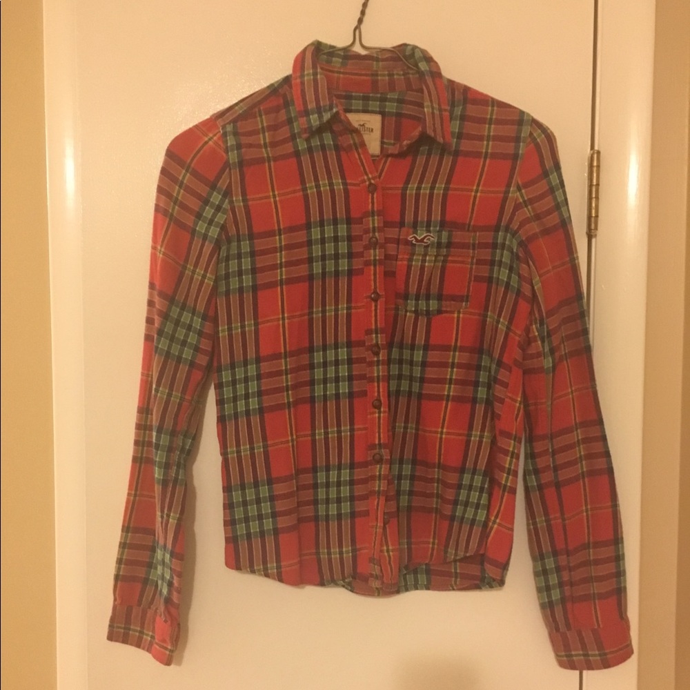 Red Plaid Hollister Flannel Shirt
