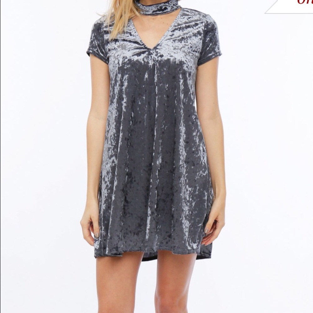 Beautiful silver velvet shift dress