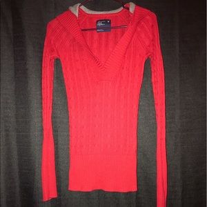 Red knitted American Eagle sweater hoodie