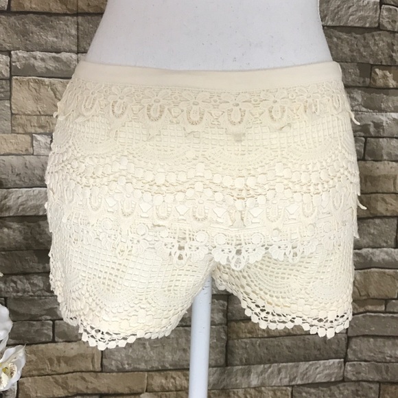 Urban Outfitters Pants - Urban Outfitters Pins & Needles Beige Lace Shorts