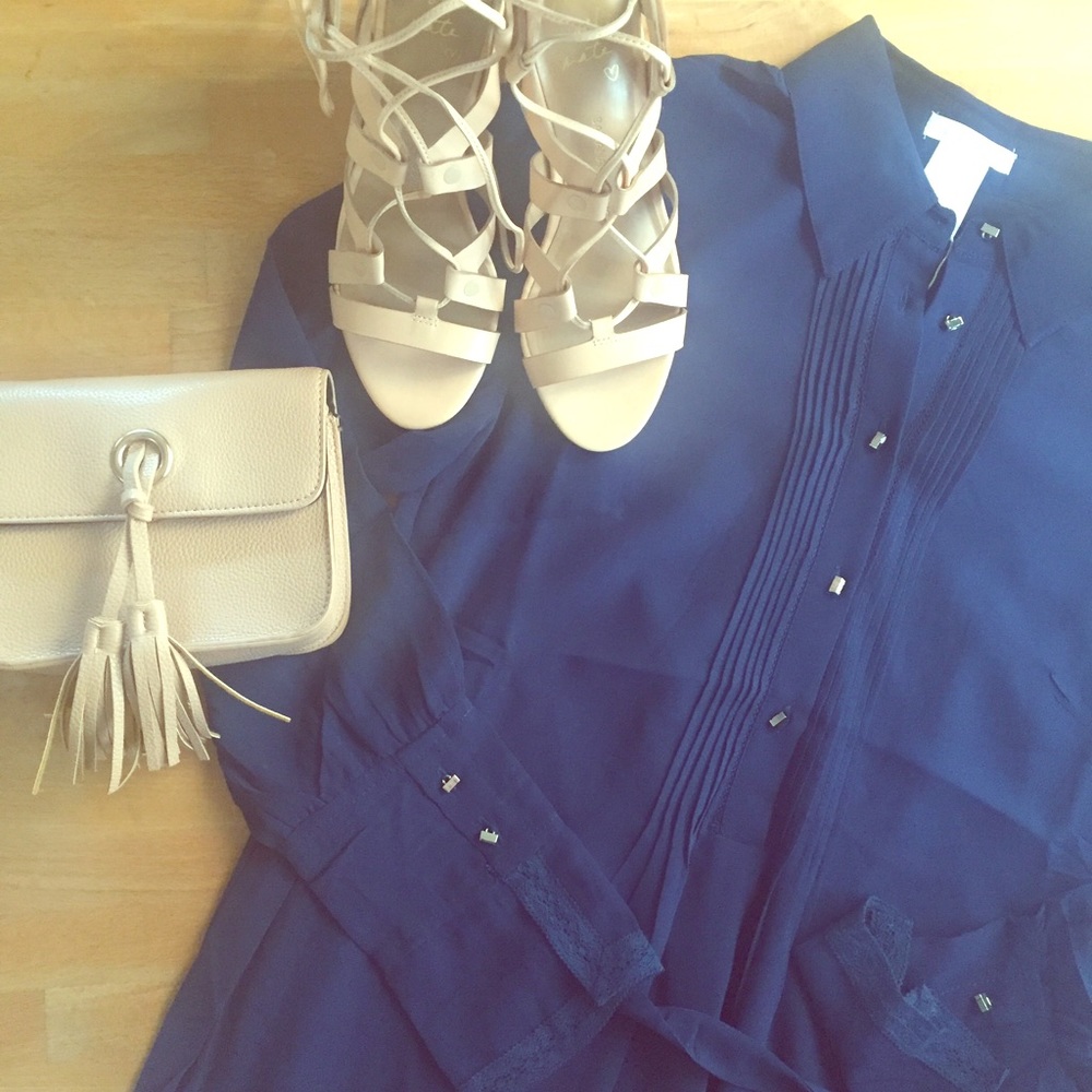 Navy shirt dress