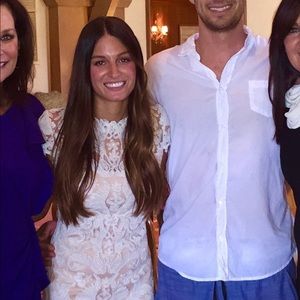 Lace cocktail dress with nude lining