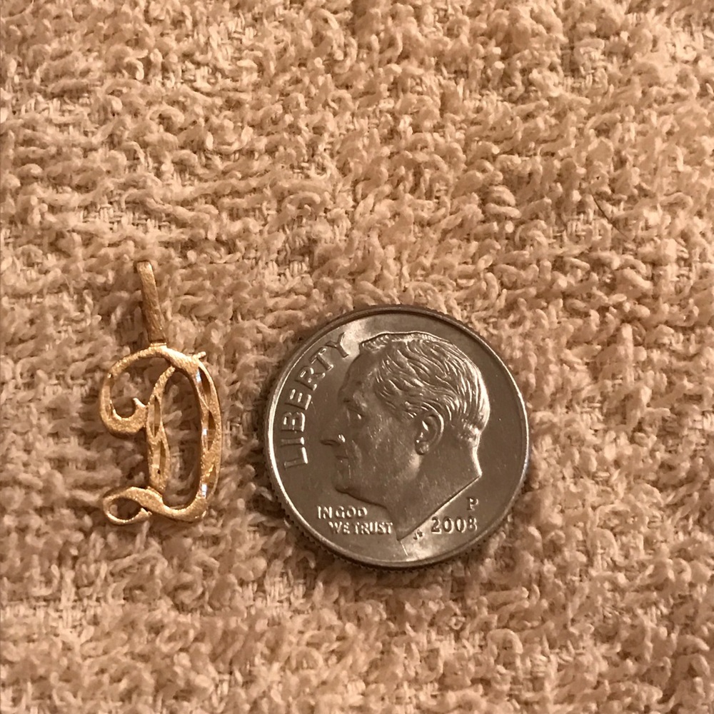 14k gold letter D charm