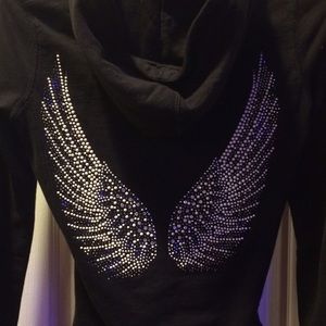 Black hoodie w angel wings sm excellent condition