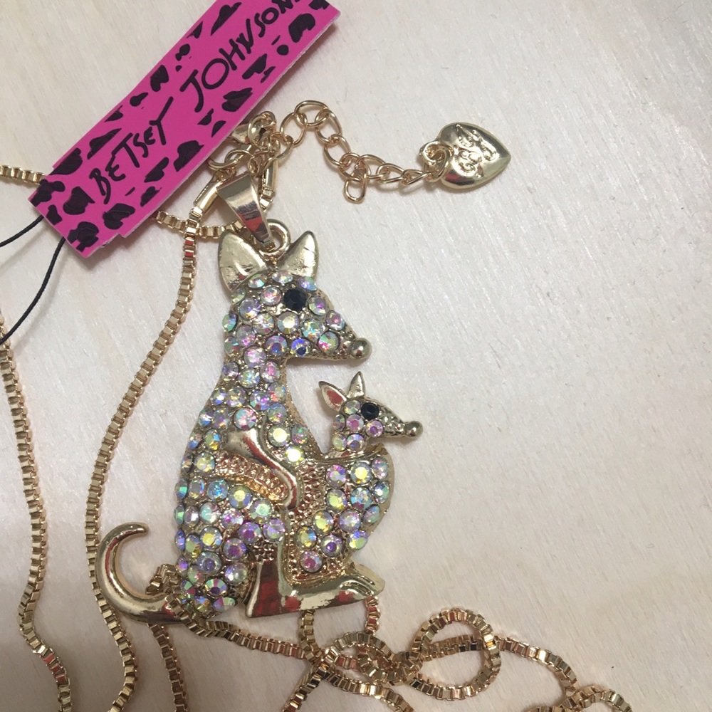 Betsey Johnson Kanagroo & Joey Sparkle Necklace