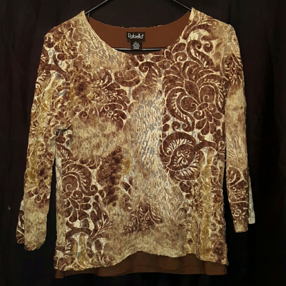 Brown and Tan Shirt by Rafaella Large