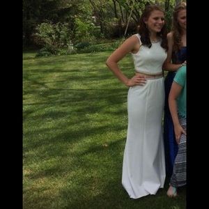 White two piece prom dress