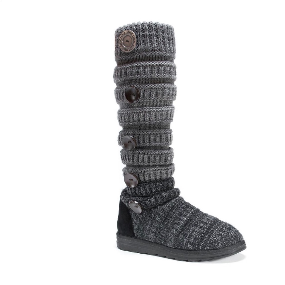 Muk luk black two toned sweater boots.