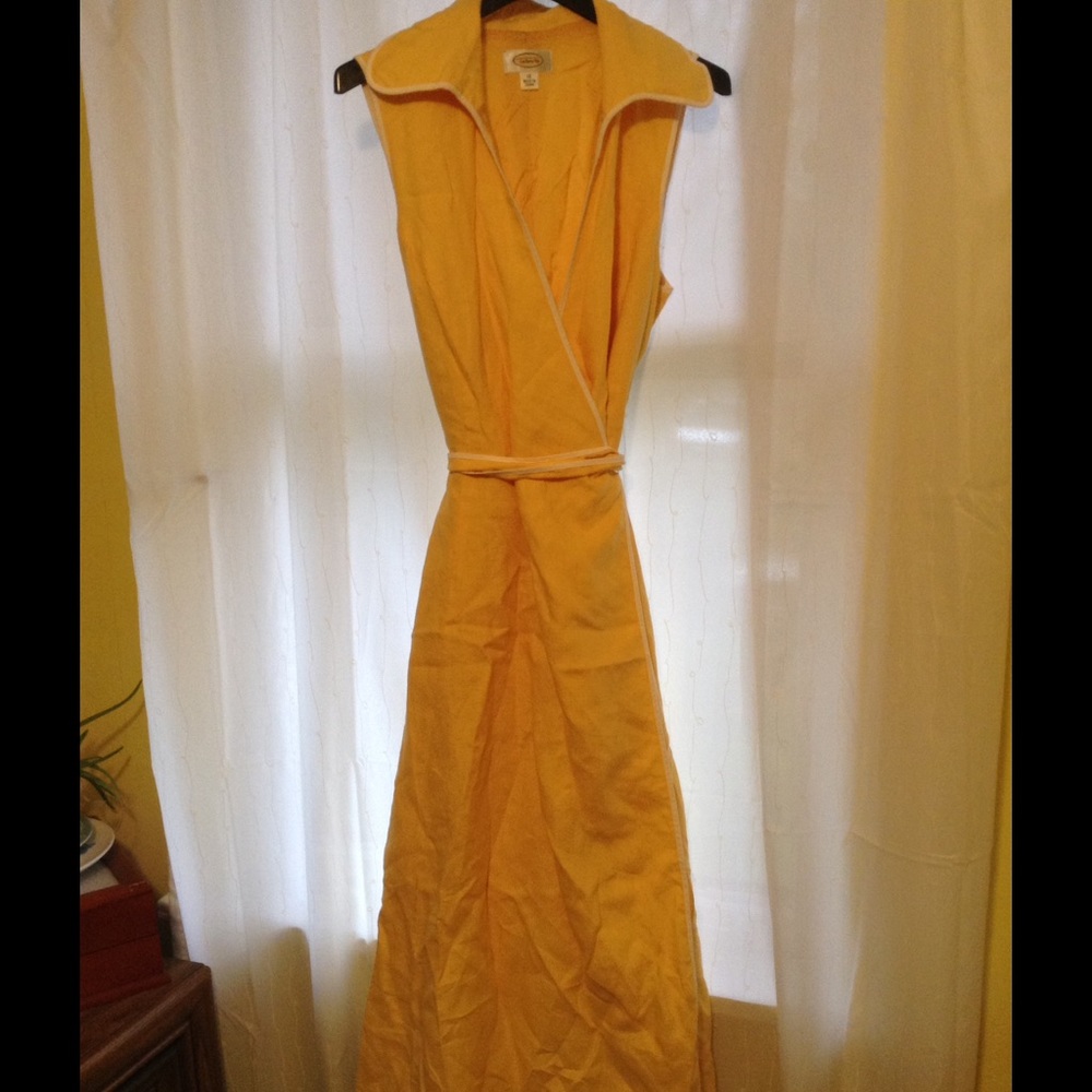 Belted Faux Wrap Linen Dress