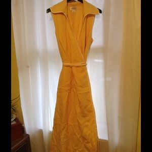 Belted Faux Wrap Linen Dress