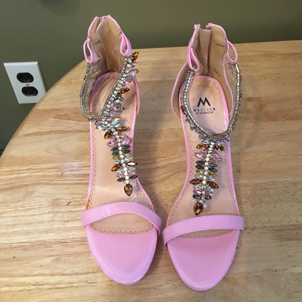 Pink heels with jewel straps