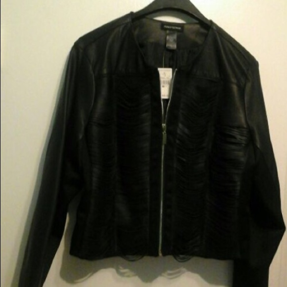 Black leather jacket by Ashley Stewart