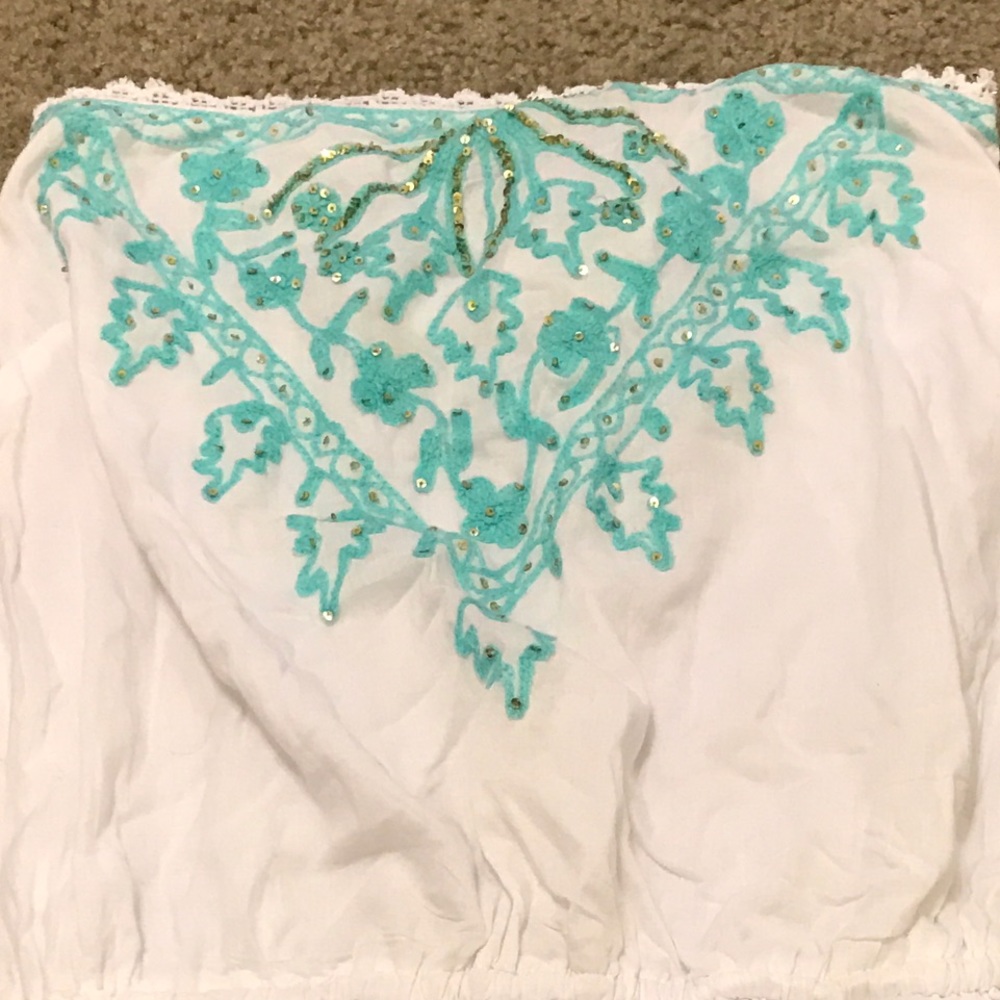 White Strapless dress / coverup - Picture 3 of 4