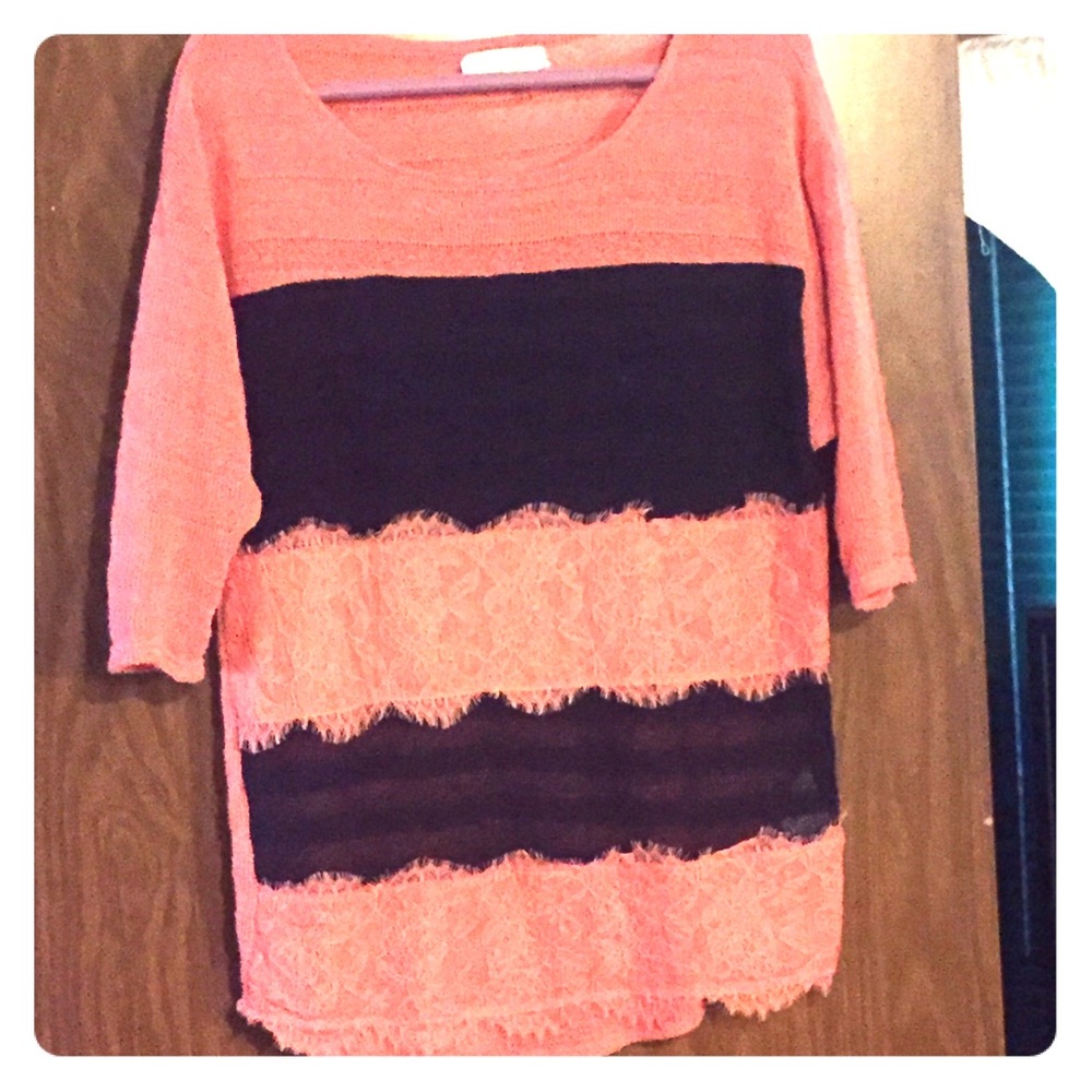 Coral and navy blue tunic