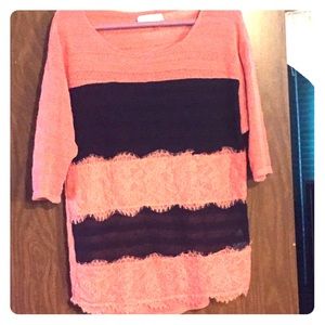 Coral and navy blue tunic