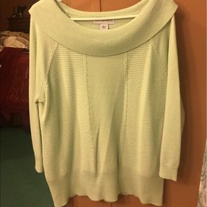 Off the shoulder, mint sweater