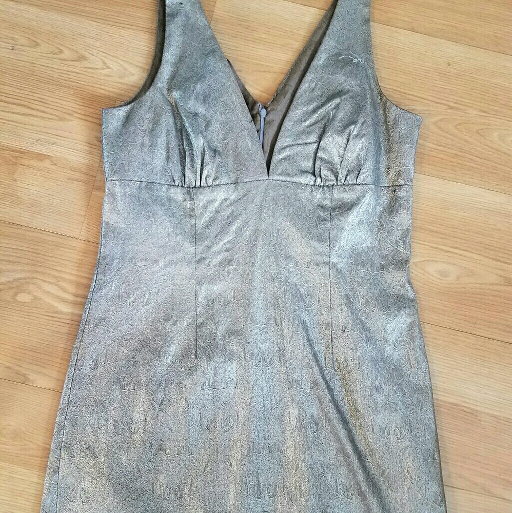 Metallic stretch tweed mini dress