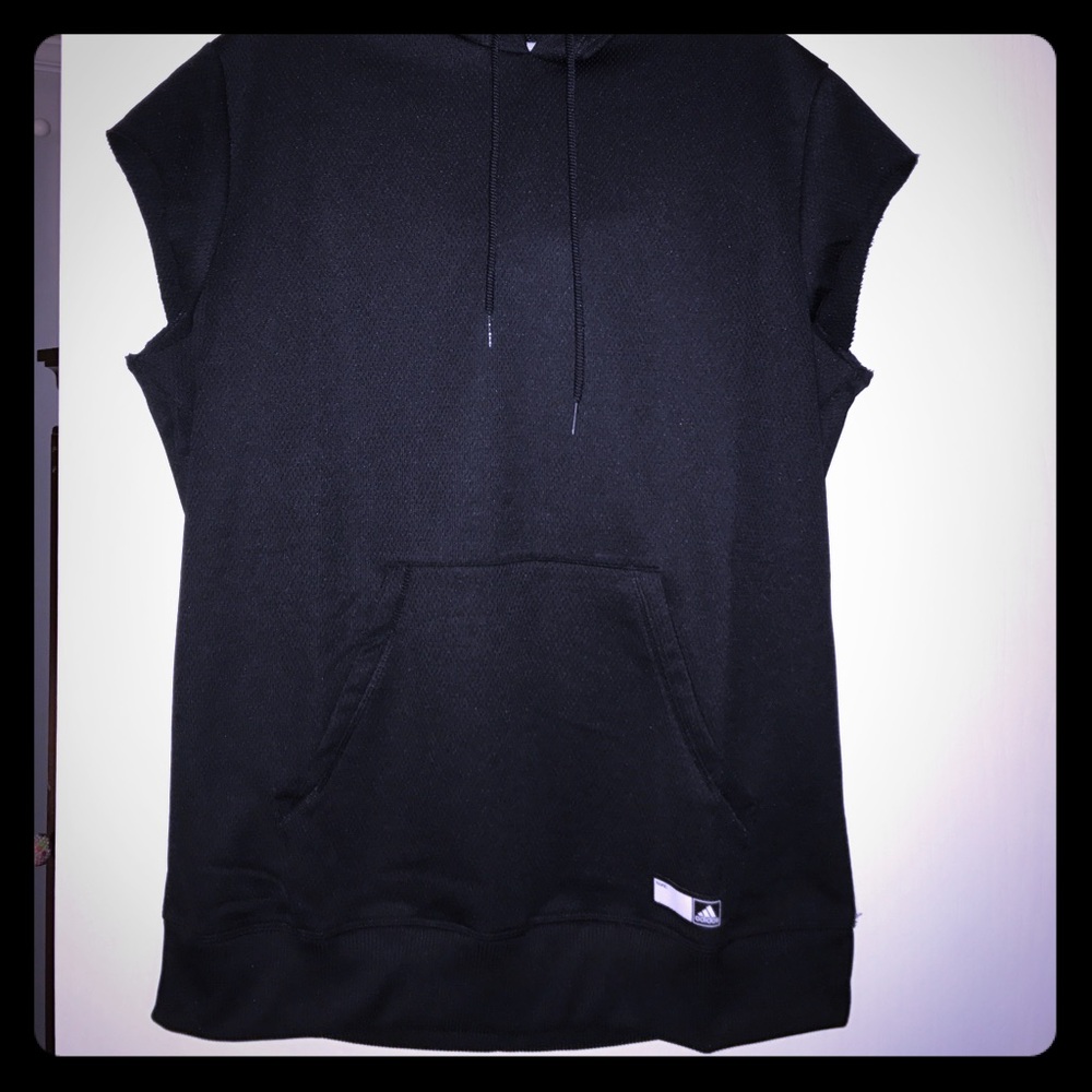 Adidas black short sleeve hoodie
