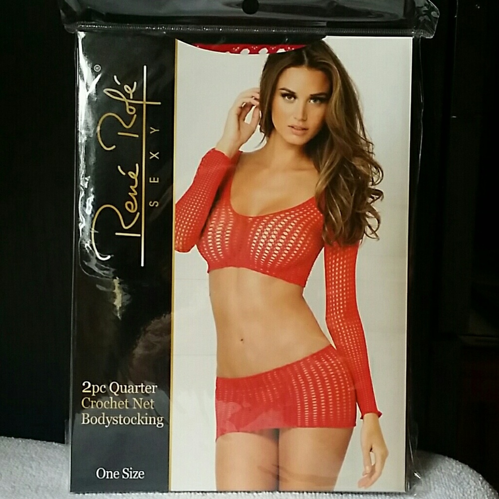2Pc Crochet Net Top & Mini Skirt Bodystocking