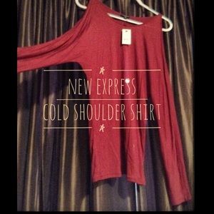 NWT Express Red Cold Shoulder Shirt Size Medium
