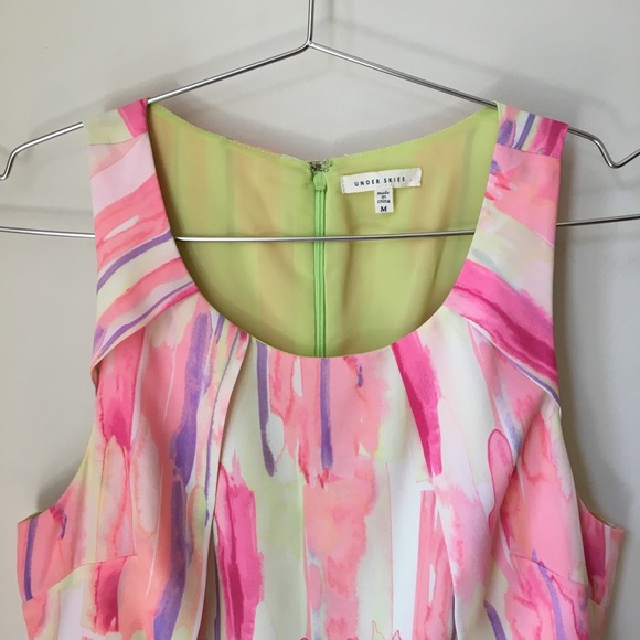 Like New: Origami Pleat Dress in Watercolor Print - Picture 3 of 6