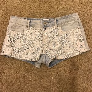 Lace Detailed Denim Shorts