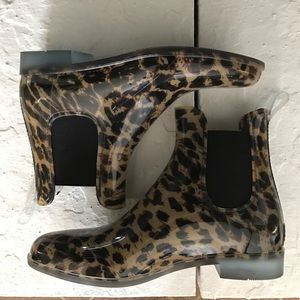 J.Crew Leopard Rain Booties NWOT