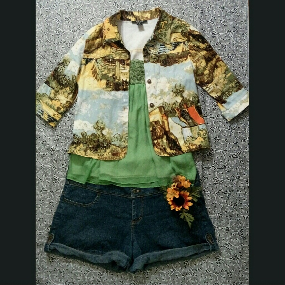 Women's Fun Print Jacket Size Medium Multicolor