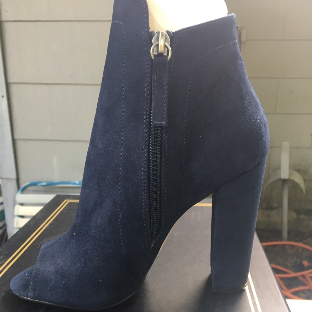 Faux suede corset seamed ankle boots