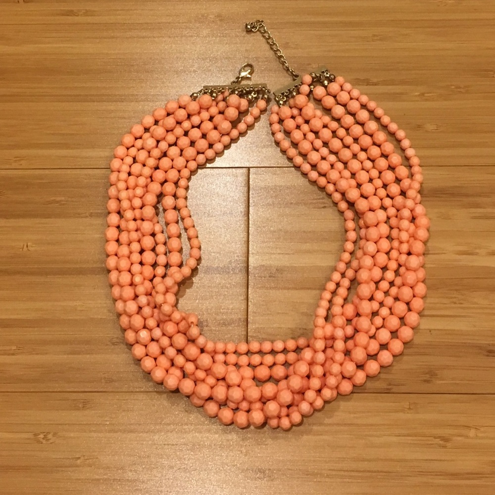 Spring coral multi strand necklace
