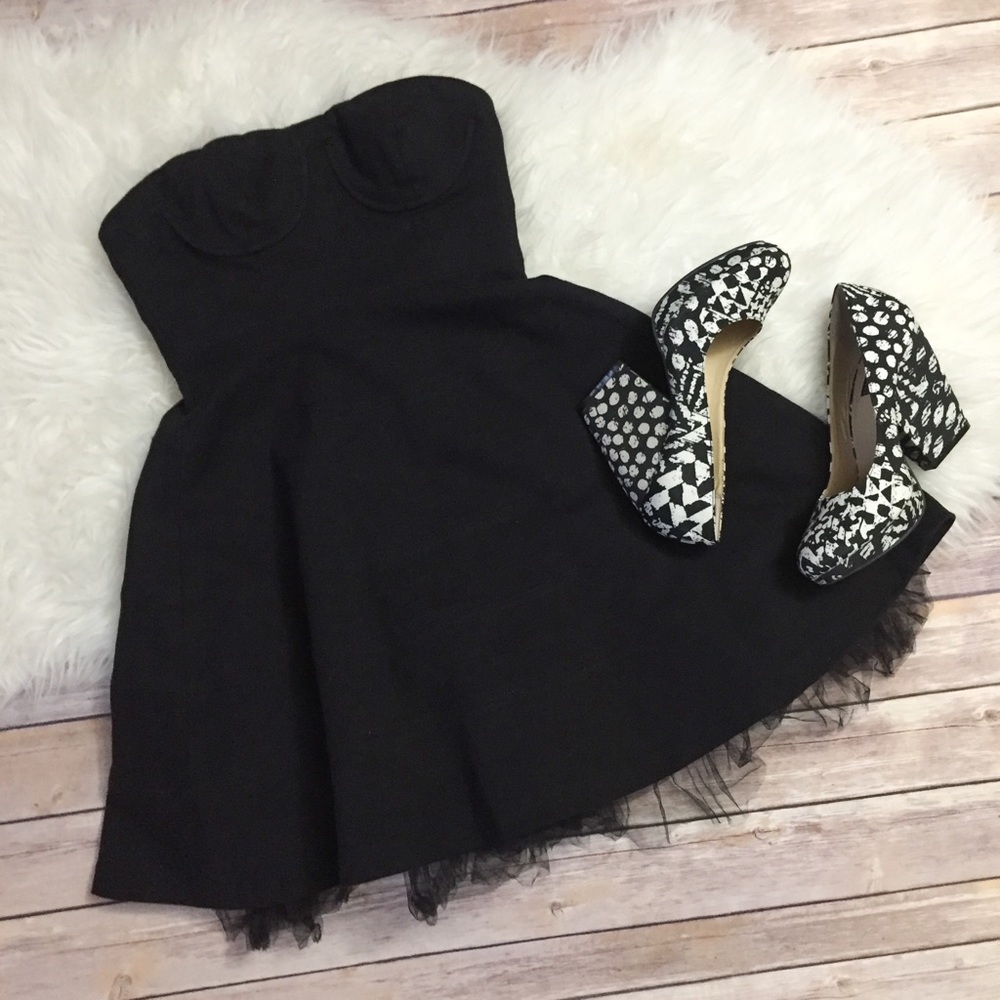 LaROK Black Strapless Bustier Tulle Dress Small