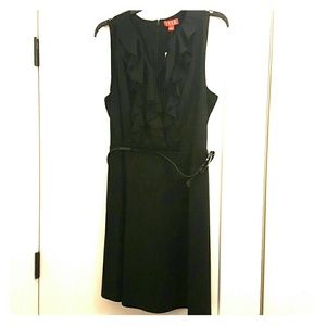 Black ruffle front dress