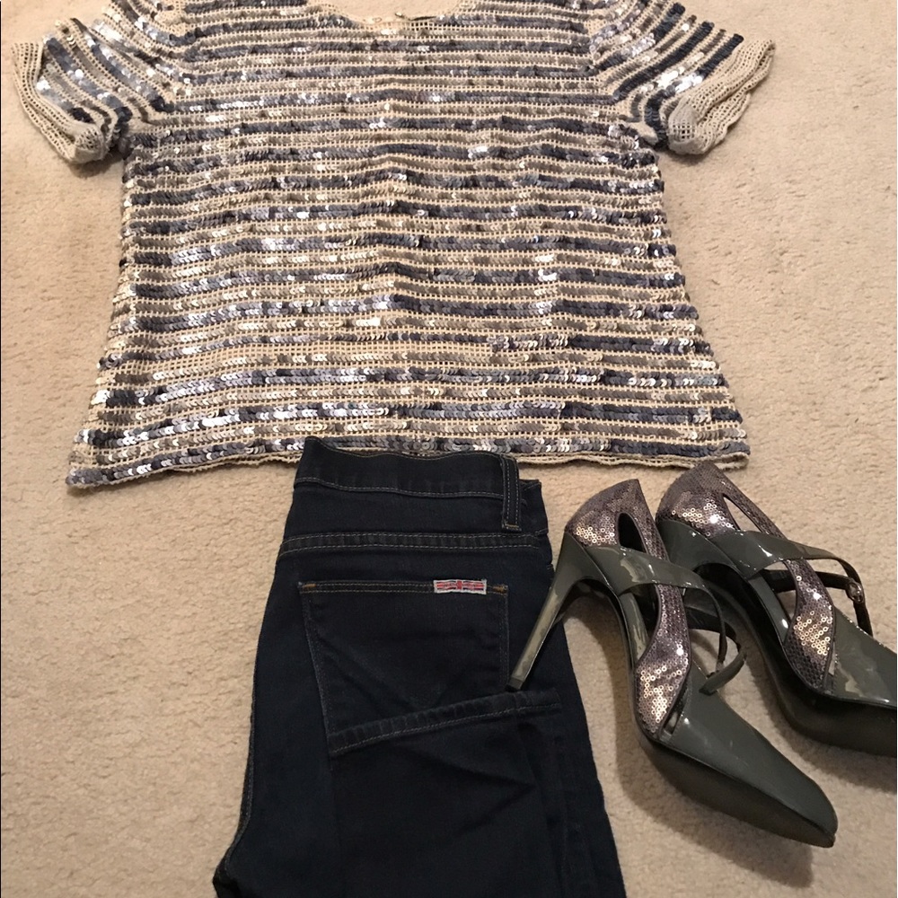 Blue and Silver Sequined Top
