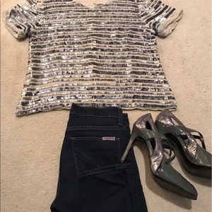 Blue and Silver Sequined Top