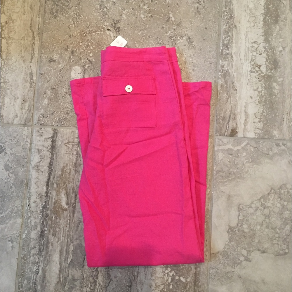 Hot pink linen pants