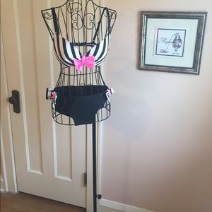 👙Heat Pink & Black/White Striped Bikini